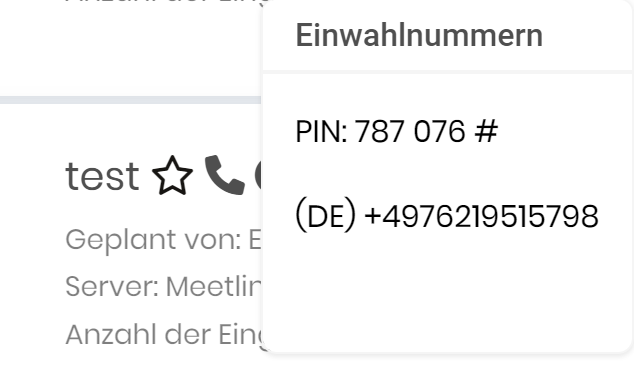 meetling Einwahl per Telefon in die Videokonferenz